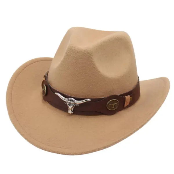 Western Ethnic Cowboy Head Felt Hat - Wayrates.com 