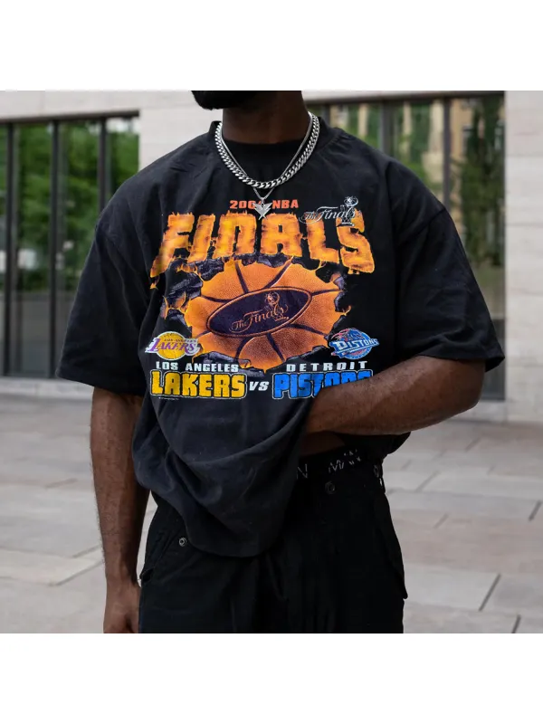 Basketball Retro Street Print T-shirt - Anrider.com 