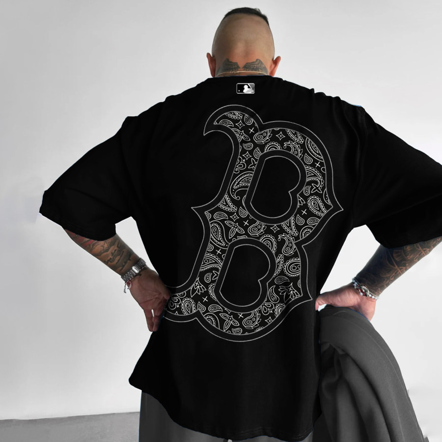 

Men's Boston Baseball Print Streetwear Oversized T-Shirt