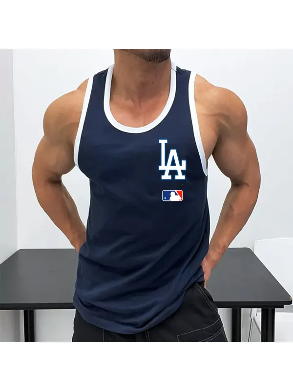 Men's Los Angeles Baseball Team Printed Sleeveless Tank - Anrider.com 