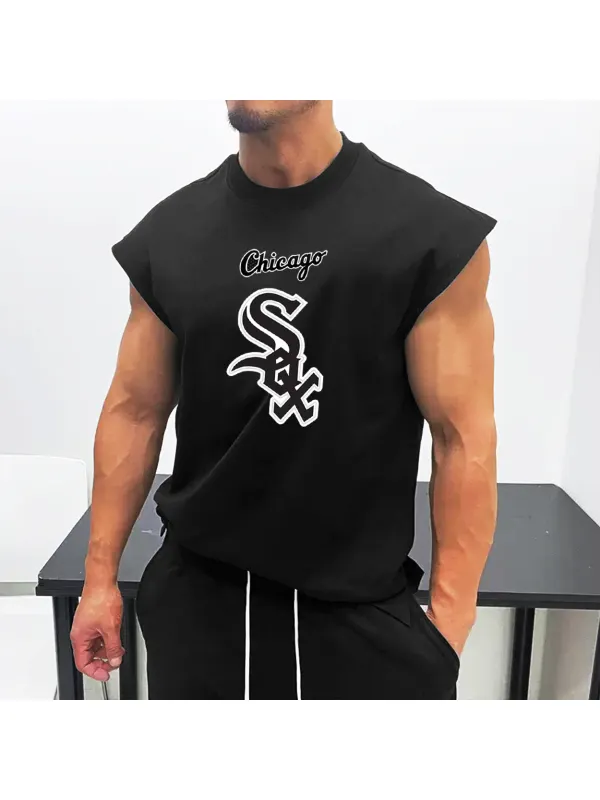 Men's Chicago Baseball Team Casual Sleeveless Tank - Anrider.com 