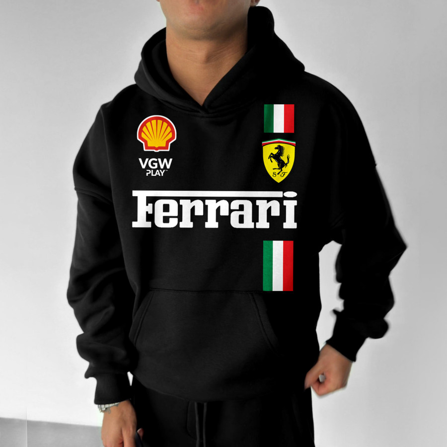 

Oversize Racing Graphic Print Hoodie