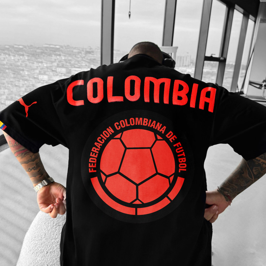 

Oversized Unisex Casual Colombia Football Print Jersey T-Shirt