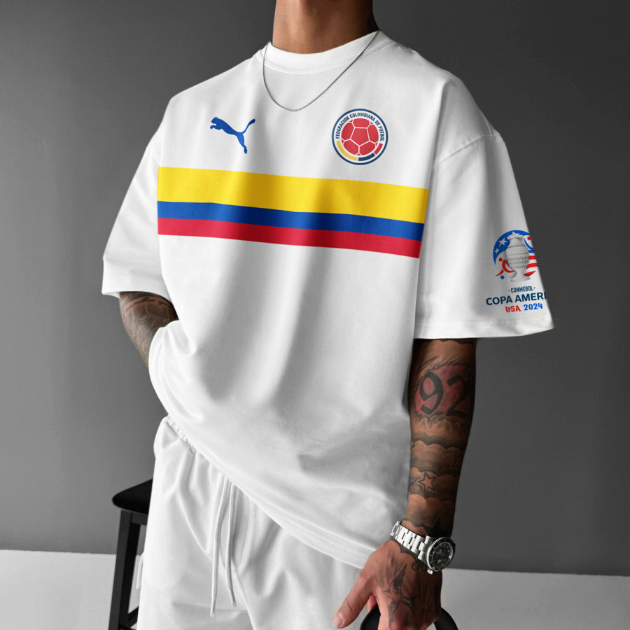

Oversized Unisex Casual Colombia Football Print Jersey T-Shirt
