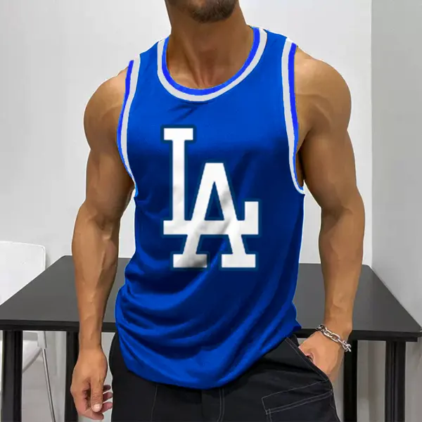 Unisex Los Angeles Baseball Logo Printed Sleeveless Tank Top - Yesunshine.com 