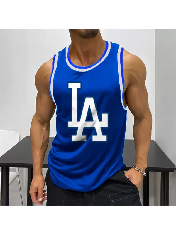 Unisex Los Angeles Baseball Logo Printed Sleeveless Tank Top - Frontiercool.com 