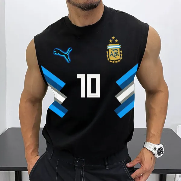 Argentina Men's Vest Football Print Vest - Dozenlive.com 