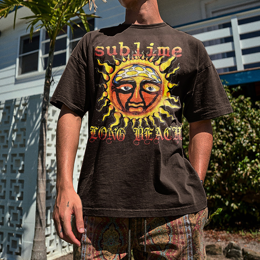 

Retro Oversized Long Beach California Rock Band T-Shirt Surf Print T-Shirt