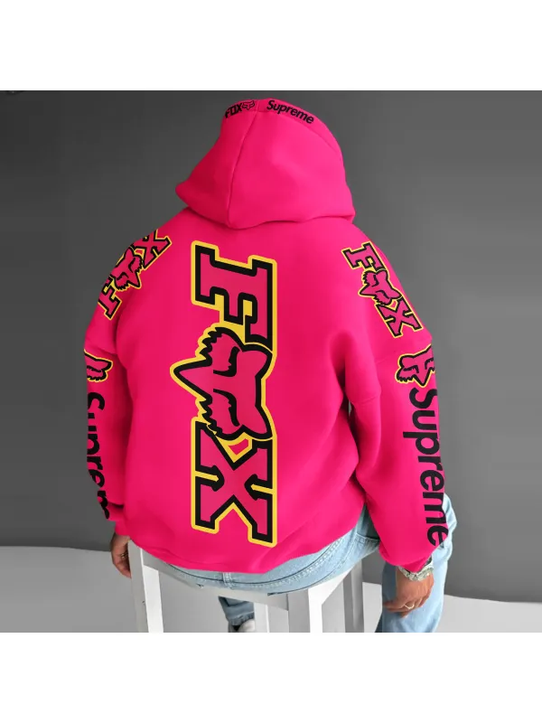 Oversize Racing Graphic Print Hoodie - Aptkoi.com 