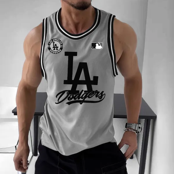 Men's Los Angeles Baseball Logo Sleeveless Tank Top - Ootdyouth.com 
