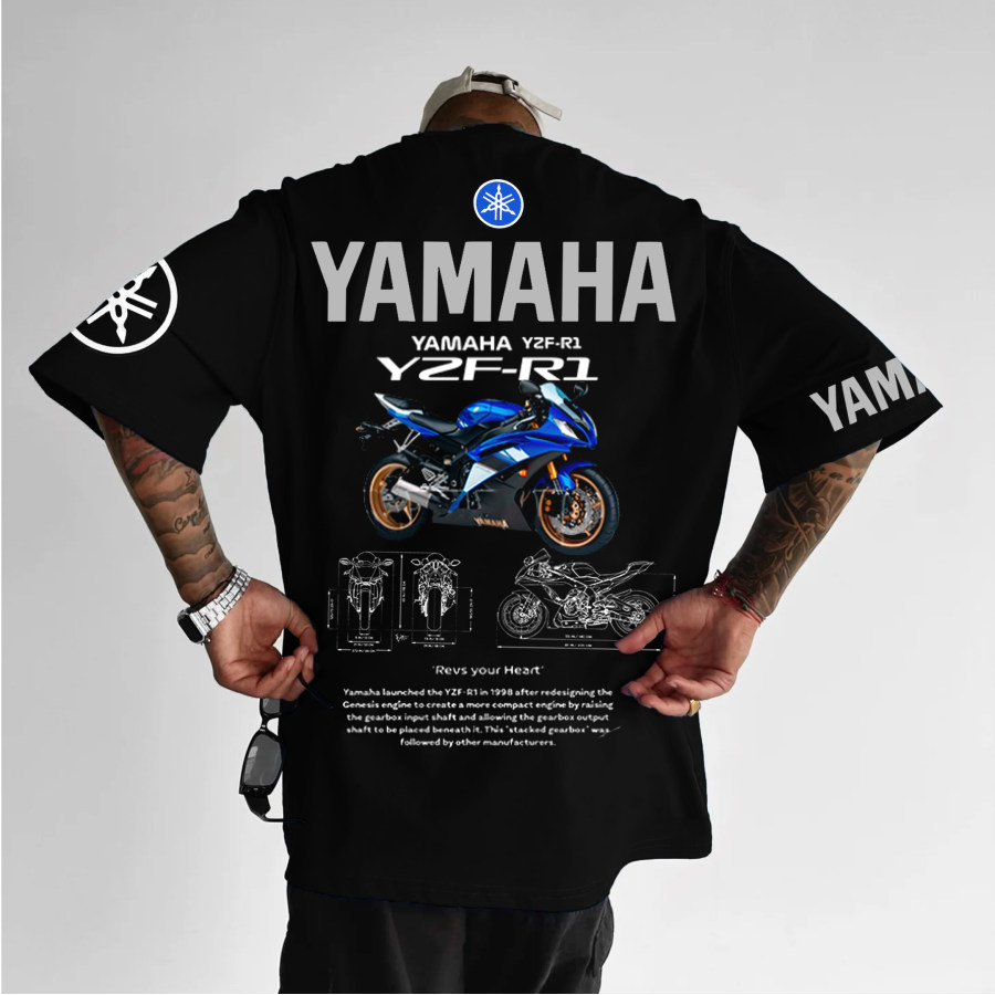 

Unisex Motorcycle Racing Team Oversized Print T-Shirt