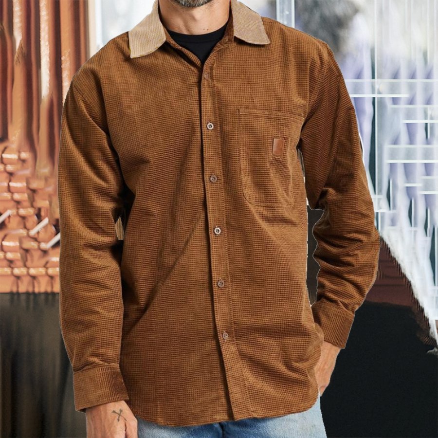 

Men's Vintage Spliced Contrasting Corduroy Shirt Jacket