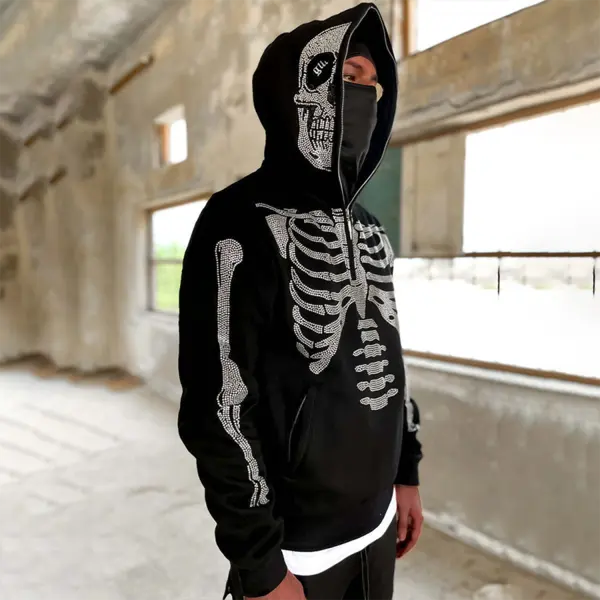 Men's Halloween Skull Print Hoodie - Dozenlive.com 