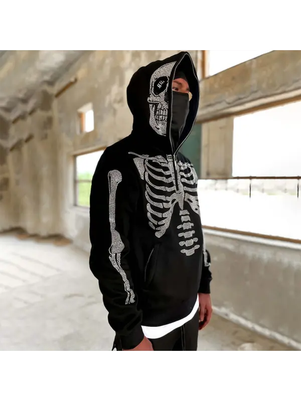 Men's Halloween Skull Print Hoodie - Anrider.com 