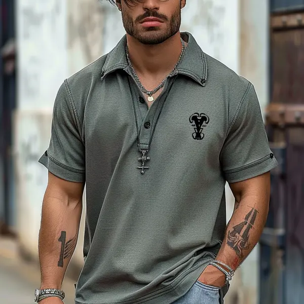 Men's Outdoor Tactical Polo T-Shirt Lapel Half-Placket Top - Dozenlive.com 