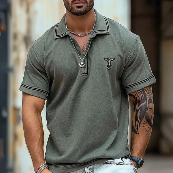 Men's Outdoor Tactical Polo T-Shirt Lapel Half-Placket Top - Dozenlive.com 