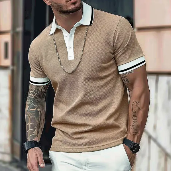 Men's Tops Outdoor Solid Color Tactical Polo Waffle T-Shirt - Dozenlive.com 