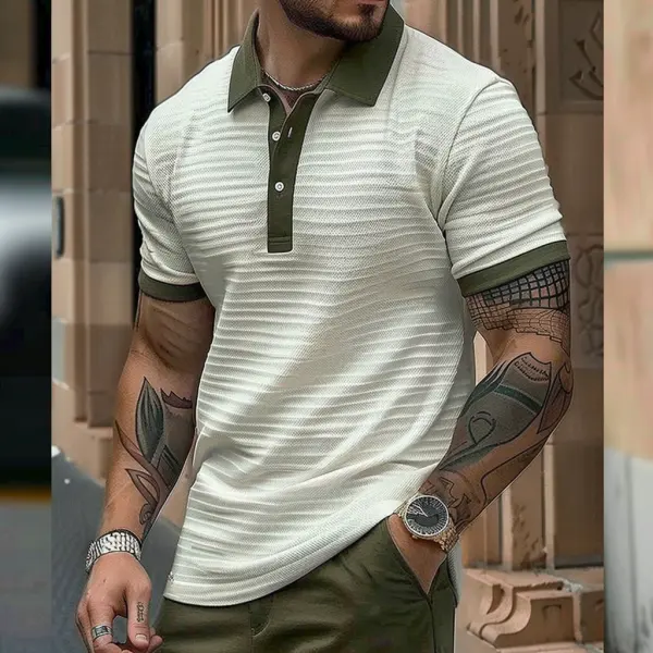 Men's Tops Outdoor Solid Stripe Tactical Polo T-Shirt - Dozenlive.com 