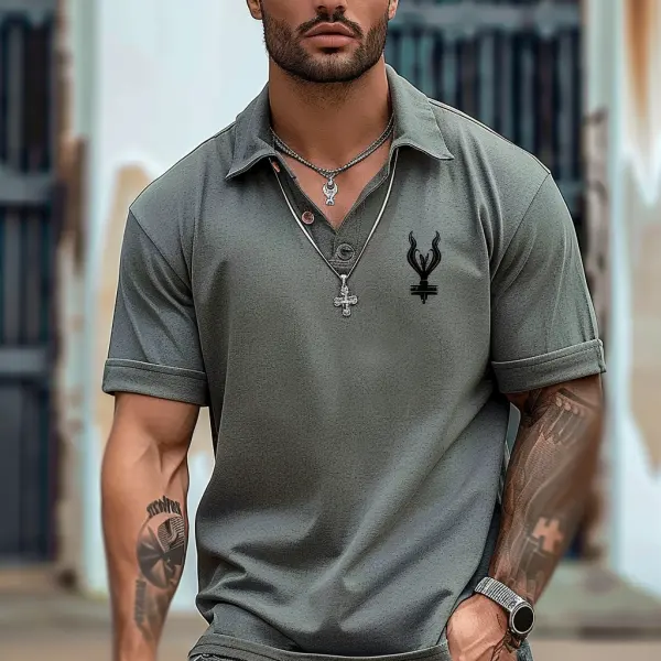 Men's Outdoor Tactical Polo T-Shirt Lapel Half-Placket Top - Dozenlive.com 