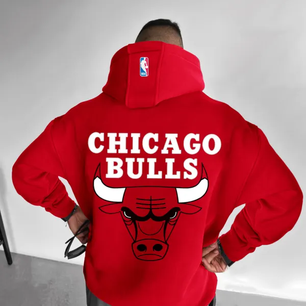 Oversize Chicago Basketball Print Hoodie - Dozenlive.com 