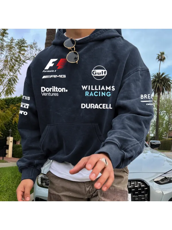 Oversize Racing Graphic Print Hoodie - Anrider.com 
