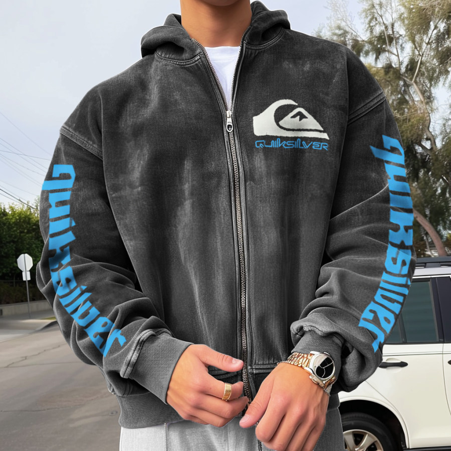 

Unisex Vintage Surf Casual Zip Hoodie Jacket