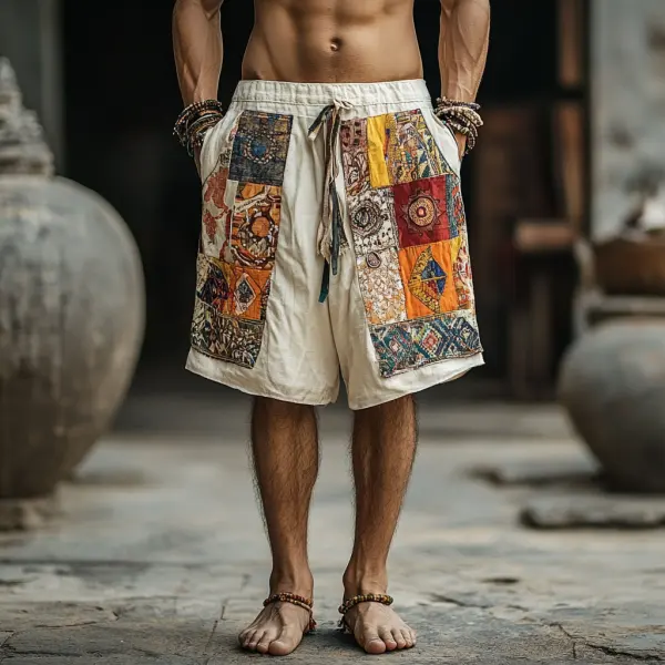 Retro Ethnic Pattern Shorts Casual Cotton And Linen Shorts - Anurvogel.com 