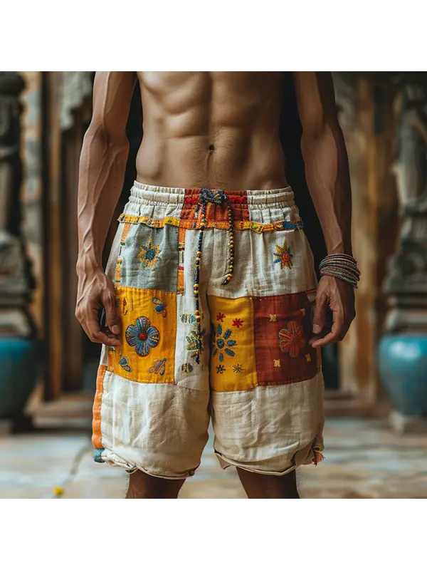 Men's Casual Shorts Retro Cotton And Linen Tribal Shorts - Anrider.com 