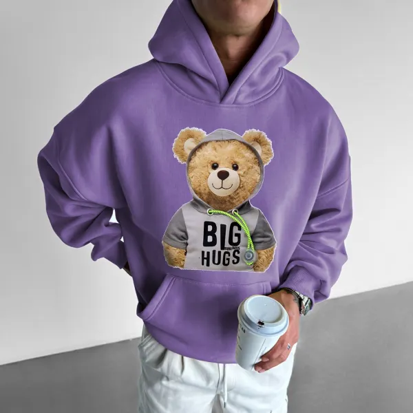 Men's Casual Bear Design Hoodie - Dozenlive.com 