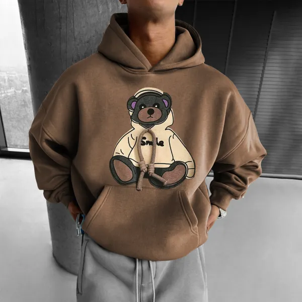 Men's Bear Print Hoodie - Dozenlive.com 