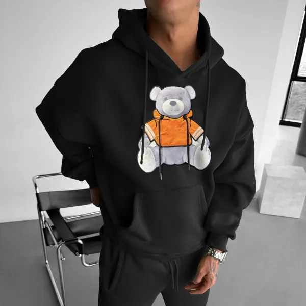 Casual Bear Design Oversized Hoodie - Dozenlive.com 