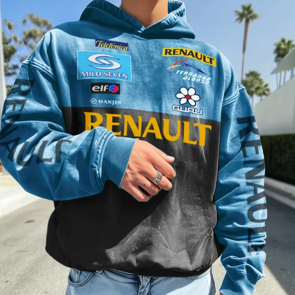 Unisex Vintage Racing French Team Contrasting Color Hoodie - Anurvogel.com 