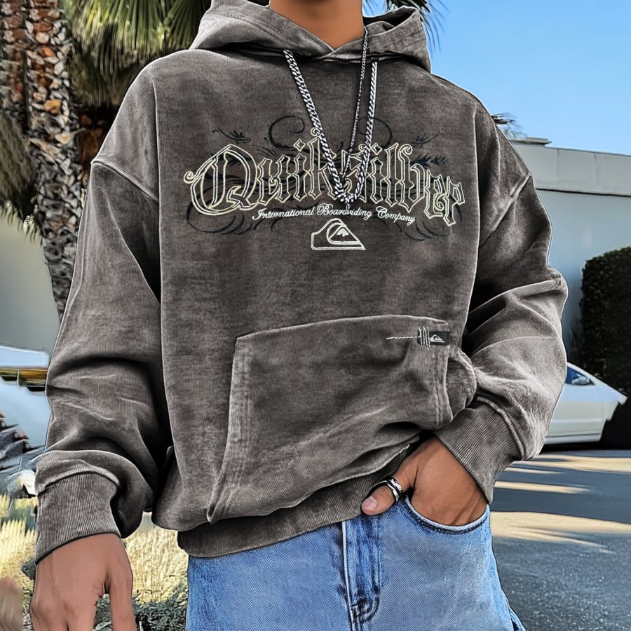 

Men's Vintage Surf Printed Oversized Hoodie