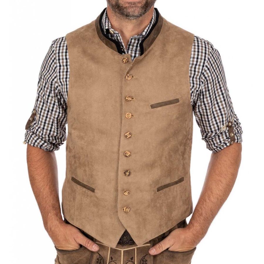 

Men's Vintage Suede Stand Collar Vest