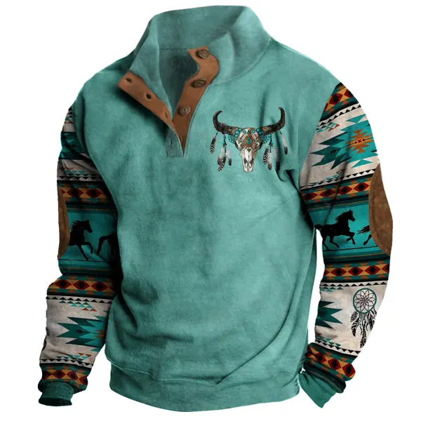 Men's Cowboy Stand Collar Sweatshirt - Nicheten.com 