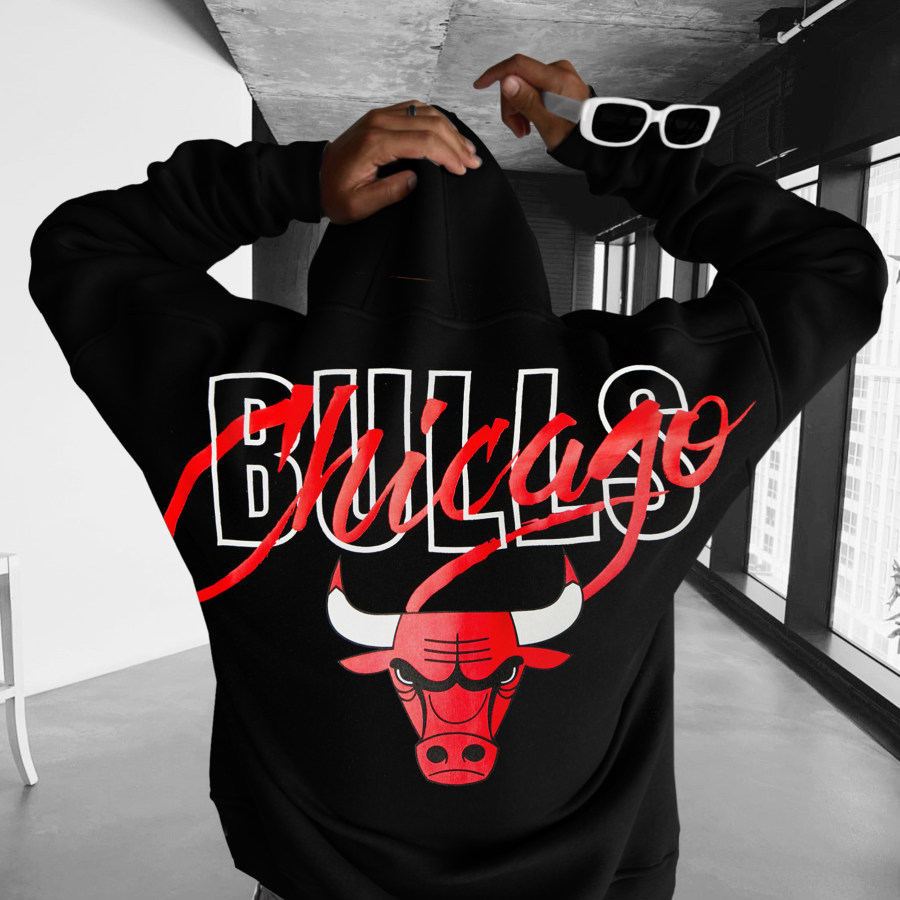 

Oversized Unisex Basketball Print Hoodie Chicago Basketball Hoodie