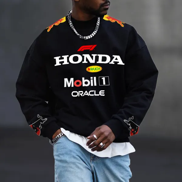 Men's Street Casual Formula 1 Racing Graphic Print Crew Neck Pullover Sweatshirt - Dozenlive.com 