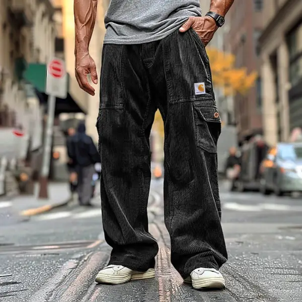 Men's Vintage Corduroy Outdoor Multi-pocket Cargo Pants Trousers - Nicheten.com 