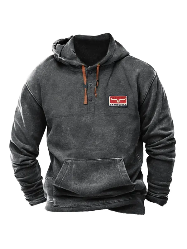 Men's Vintage Western Cowboy Hoodie - Aptkoi.com 