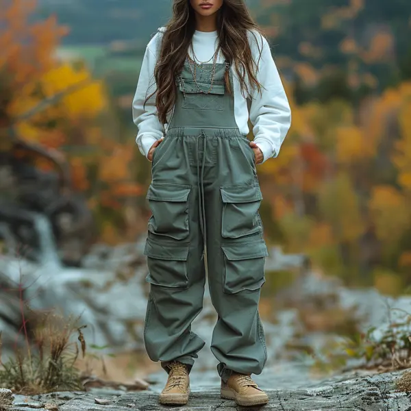 Retro Outdoor Pocket Design Jumpsuit - Nicheten.com 