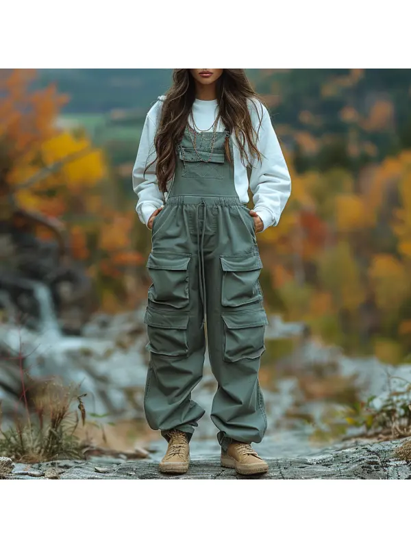 Retro Outdoor Pocket Design Jumpsuit - Timetomy.com 