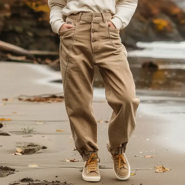 Retro Vacation Outdoor Split Design Trousers - Ootdyouth.com 