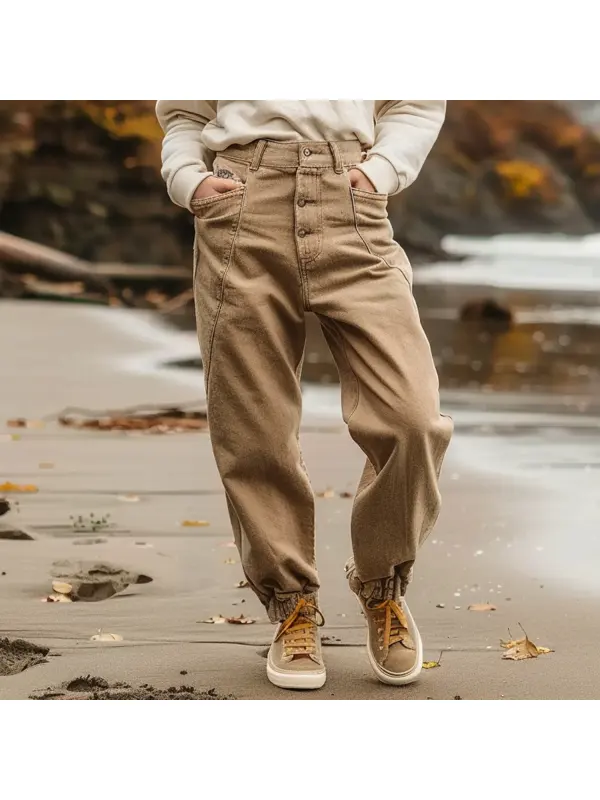 Retro Vacation Outdoor Split Design Trousers - Anrider.com 