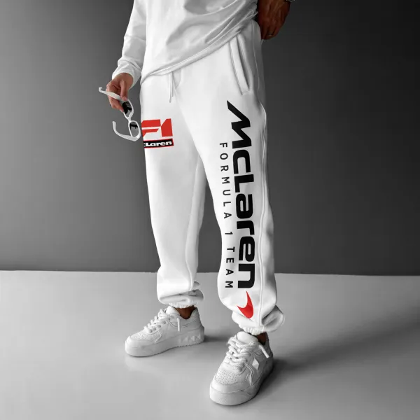 Fashionable Casual Loose Fit Racing Graphic Print Men's Sweatpants - Menzfolk.com 