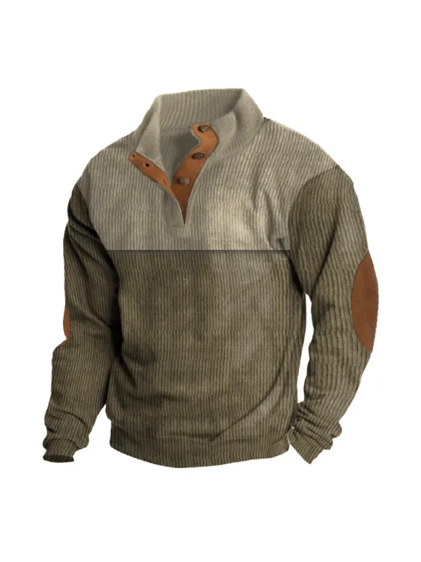 Men's Training Colorblock Lapel Sweatshirt - Aptkoi.com 