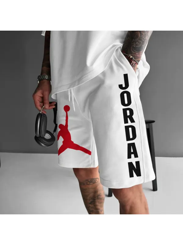 Oversized Basketball Print Athletic Shorts With Elastic Waist - Anrider.com 