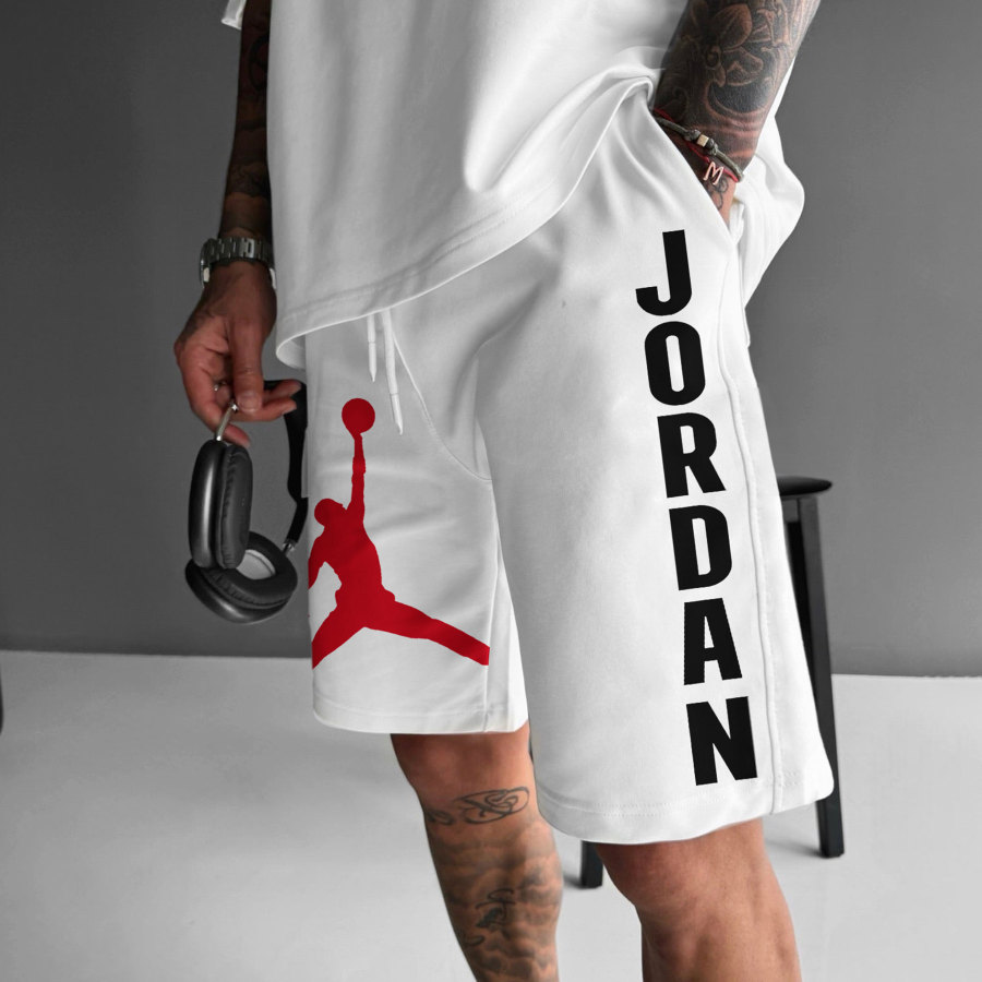 

Oversized Basketball Print Athletic Shorts With Elastic Waist