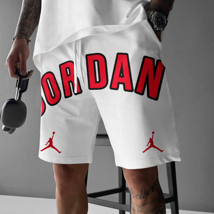 

Oversized Basketball Print Athletic Shorts With Elastic Waist