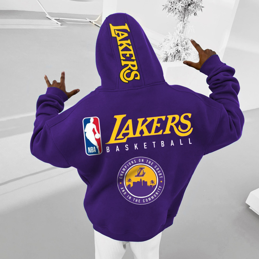

Men's Basketball Letter Print Oversized Hoodie