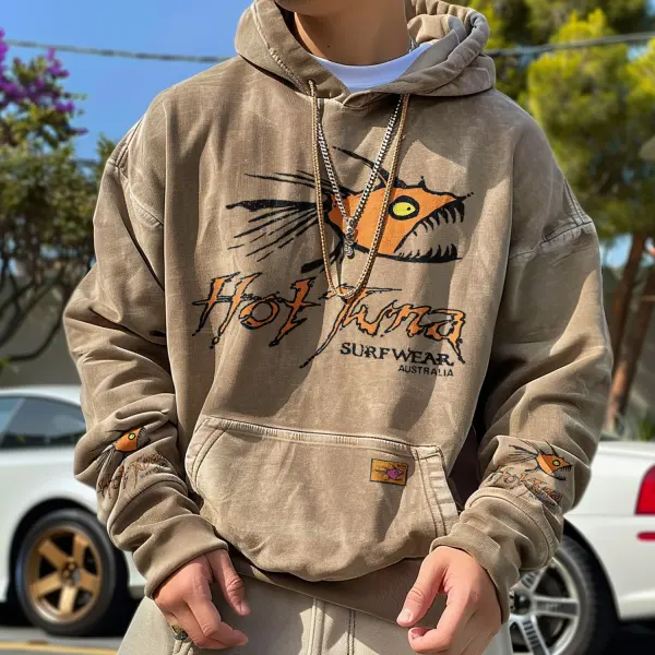 Retro Unisex Surf Print Hoodie - Yiyistories.com 